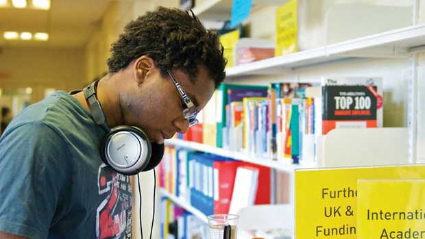 Black student in Library
