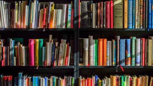 Bookshelves with an array of colourful books