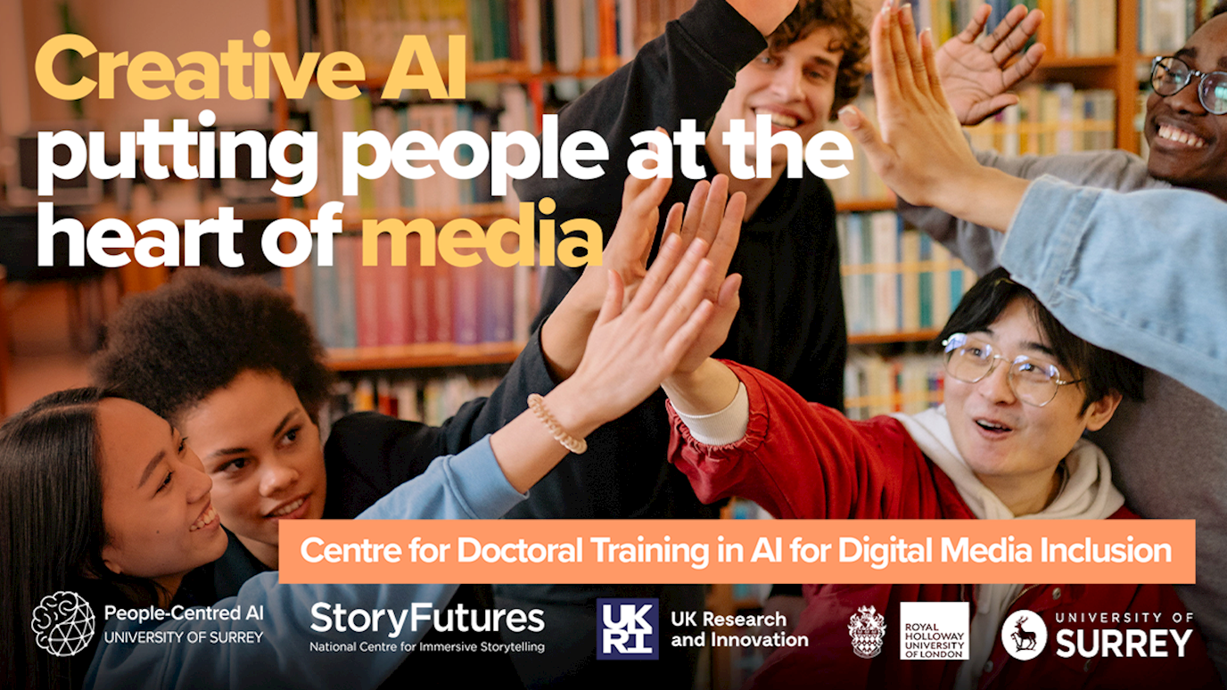 Poster for University of Surrey's Centre for Doctoral Training in AI for Digital Media Inclusion