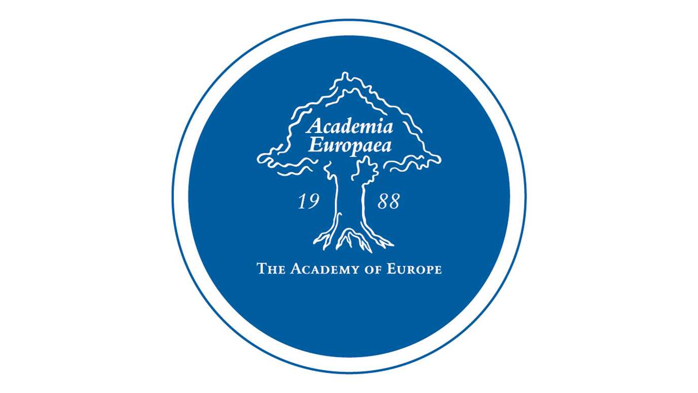 Logo for Academia Europaea (The Academy of Europe), featuring the outline of a tree drawn inside a blue circle, surrounded by a blue line, with the words 'Academia Europaea' written inside the tree, 1988 either side of the trunk and 'The Academy of Europe' written underneath  