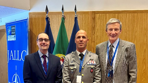 Left to right: Professor Tom Dyson, Major Pedro Silva (ESRC project partner at the Portuguese Army Staff, Innovation and Doctrine Division) and Dr John Tull.