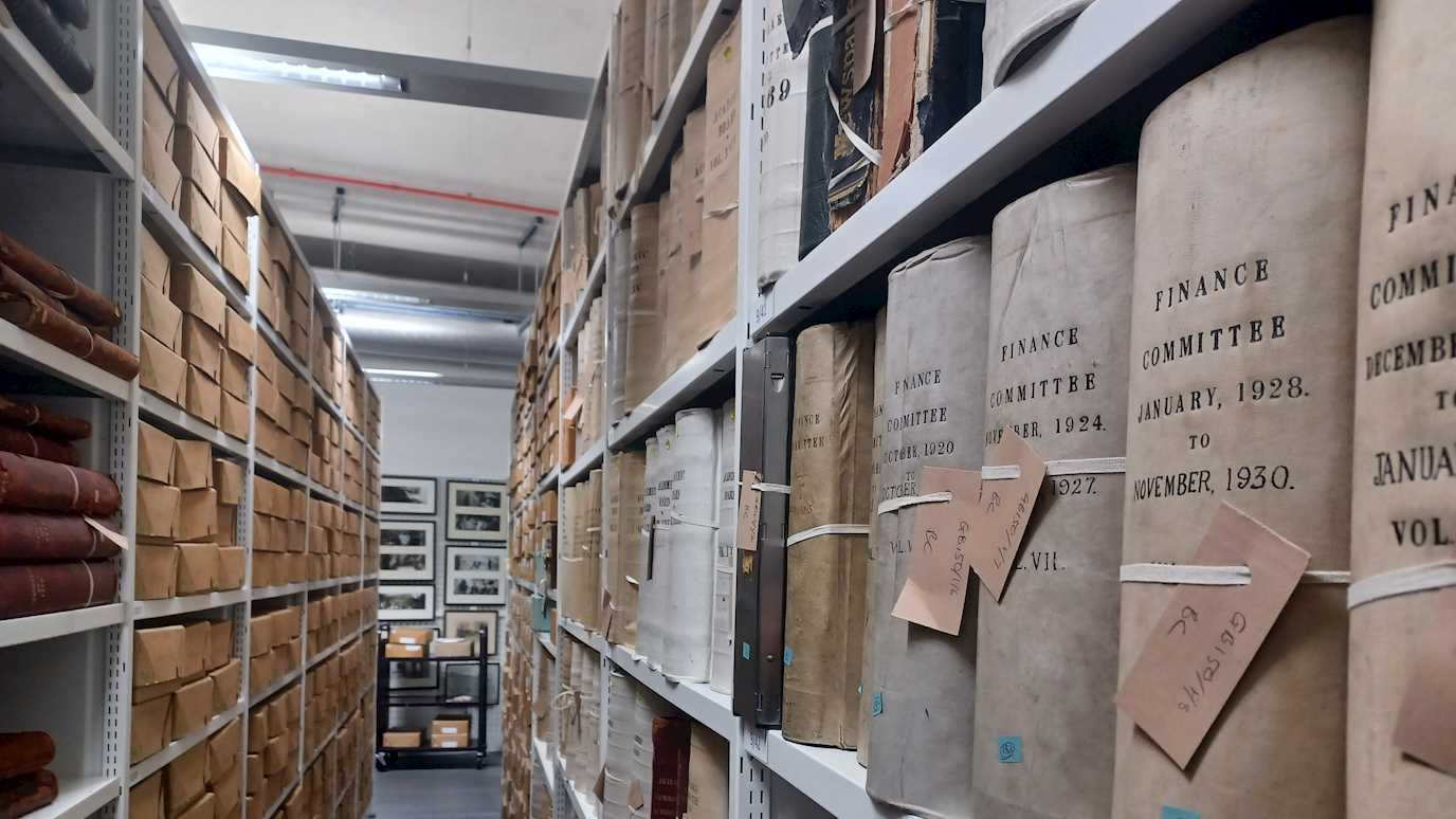 Bedford College Archive View Down Stacks
