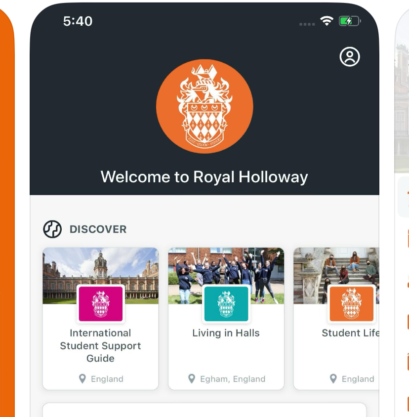Royal Holloway app screenshot