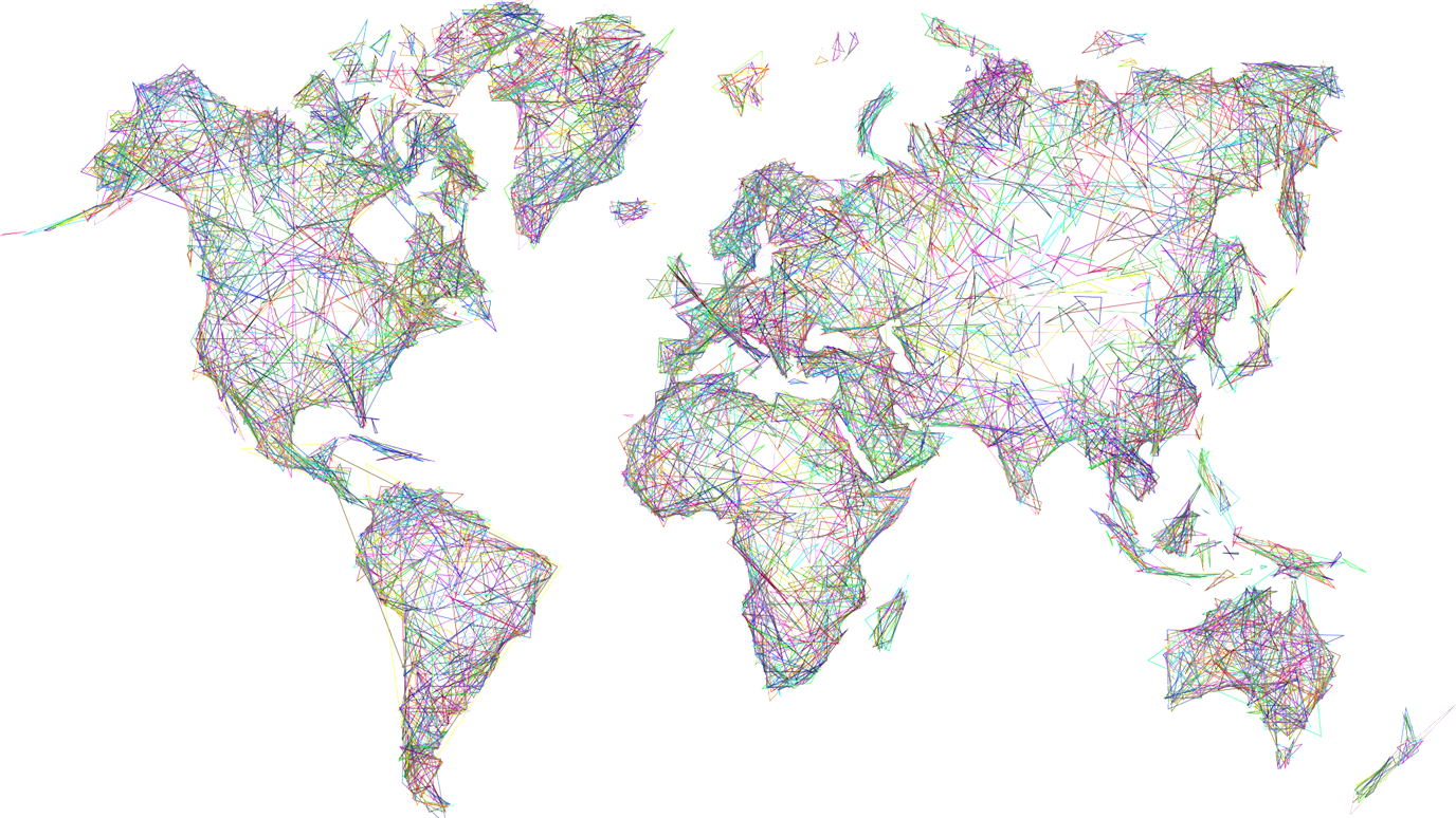 World map, lines, trade, pathways - Politics and International Relations