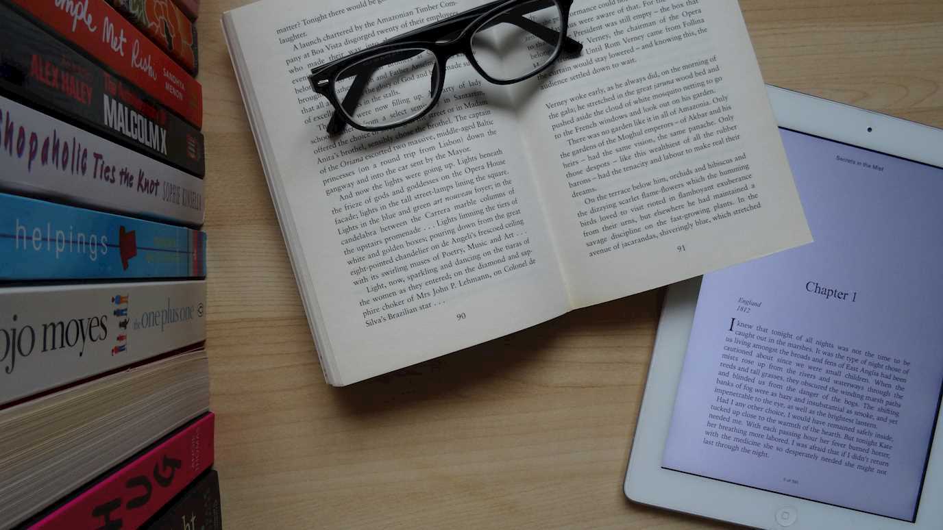 Books, glasses, literature, open book, pages, iPad - Comparative Literature and Culture