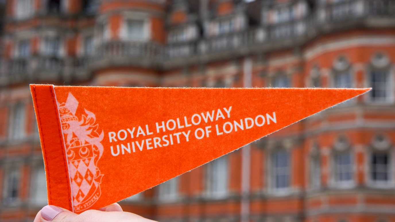Royal Holloway, pennant flag, orange, Founders East